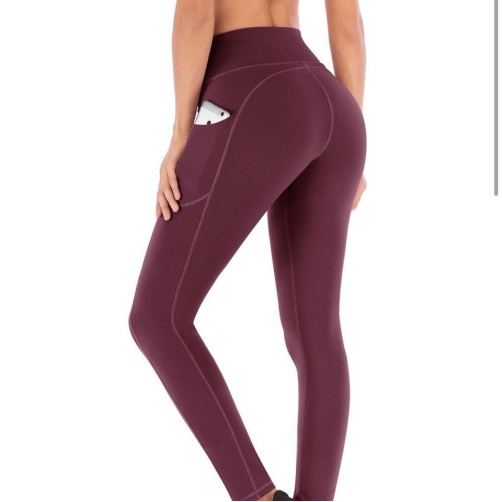 Ewedoos Yoga Pants Leggings Plum With Pockets Size Small
